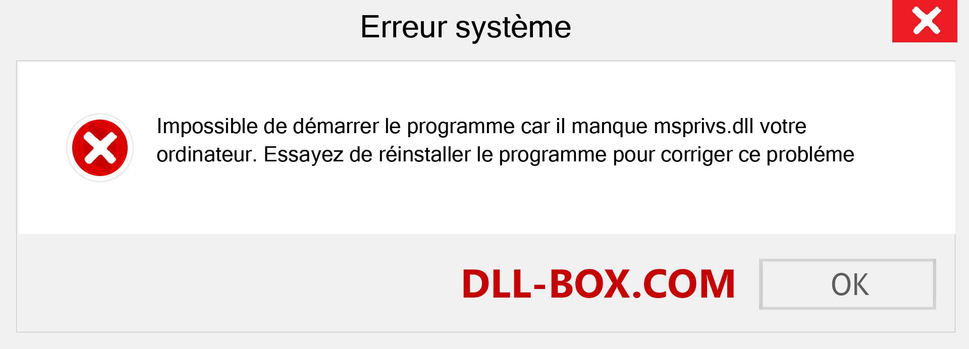 Le fichier msprivs.dll est manquant ?. Télécharger pour Windows 7, 8, 10 - Correction de l'erreur manquante msprivs dll sur Windows, photos, images